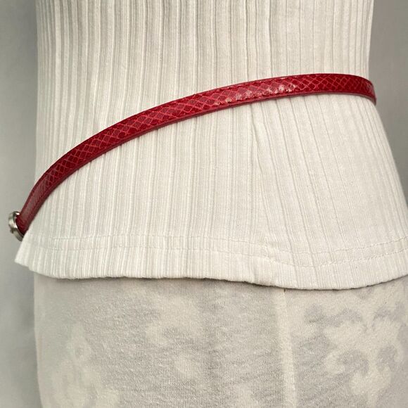 Barely There Womens Belt 8 Waist Red Honeycomb Texture Faux Leather - Picture 4 of 11